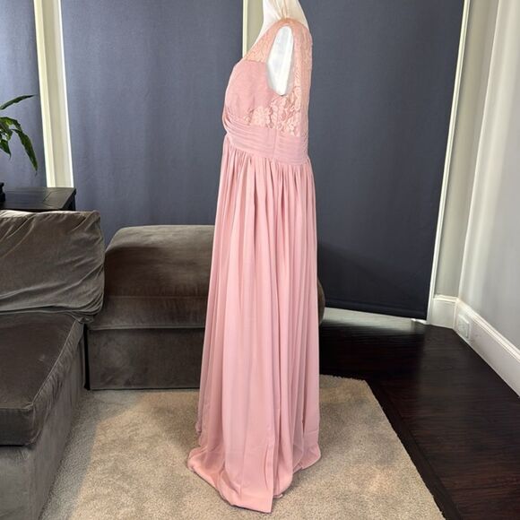 Women’s Pink Chiffon Full Length Mother of Bride Bridesmaid Formal Dress 16 NWT - Picture 6 of 11
